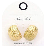 SECRET BOX_Textured Stainless Steel Half Hoop Earrings - Madeline Love - Flyclothing LLC
