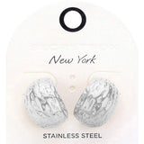 SECRET BOX_Textured Stainless Steel Half Hoop Earrings - Madeline Love - Flyclothing LLC