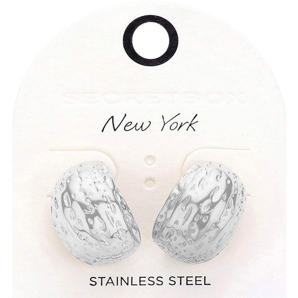 SECRET BOX_Textured Stainless Steel Half Hoop Earrings - Madeline Love - Flyclothing LLC