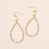 Metal Cross Charm Accent Paperclip Chain Link Open Teardrop Earrings - Madeline Love - Flyclothing LLC