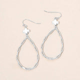 Metal Cross Charm Accent Paperclip Chain Link Open Teardrop Earrings - Madeline Love - Flyclothing LLC