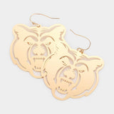 Brass Metal Cutout Bear Dangle Earrings - Madeline Love - Flyclothing LLC