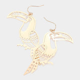 Brass Metal Cutout Toucan Dangle Earrings - Madeline Love - Flyclothing LLC