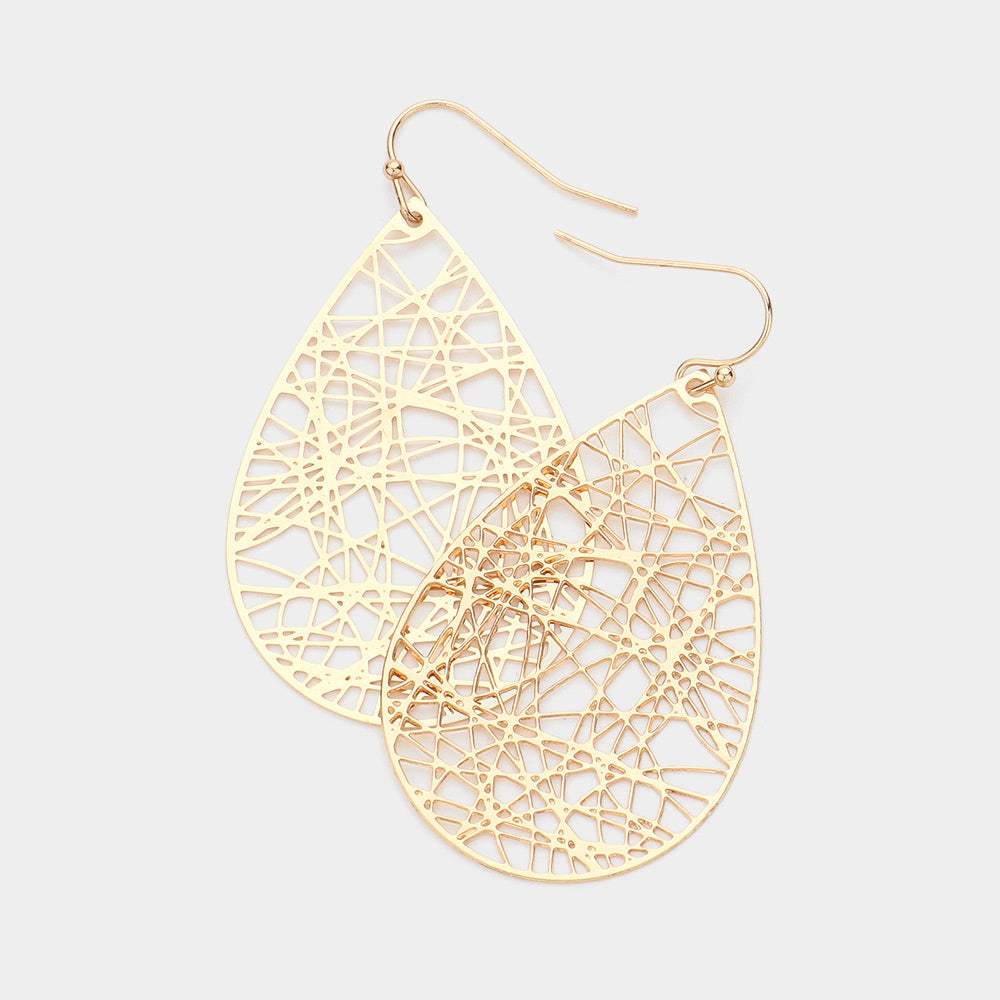 Brass Metal Teardrop Dangle Earrings - Madeline Love - Flyclothing LLC