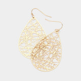 Brass Metal Teardrop Dangle Earrings - Madeline Love - Flyclothing LLC