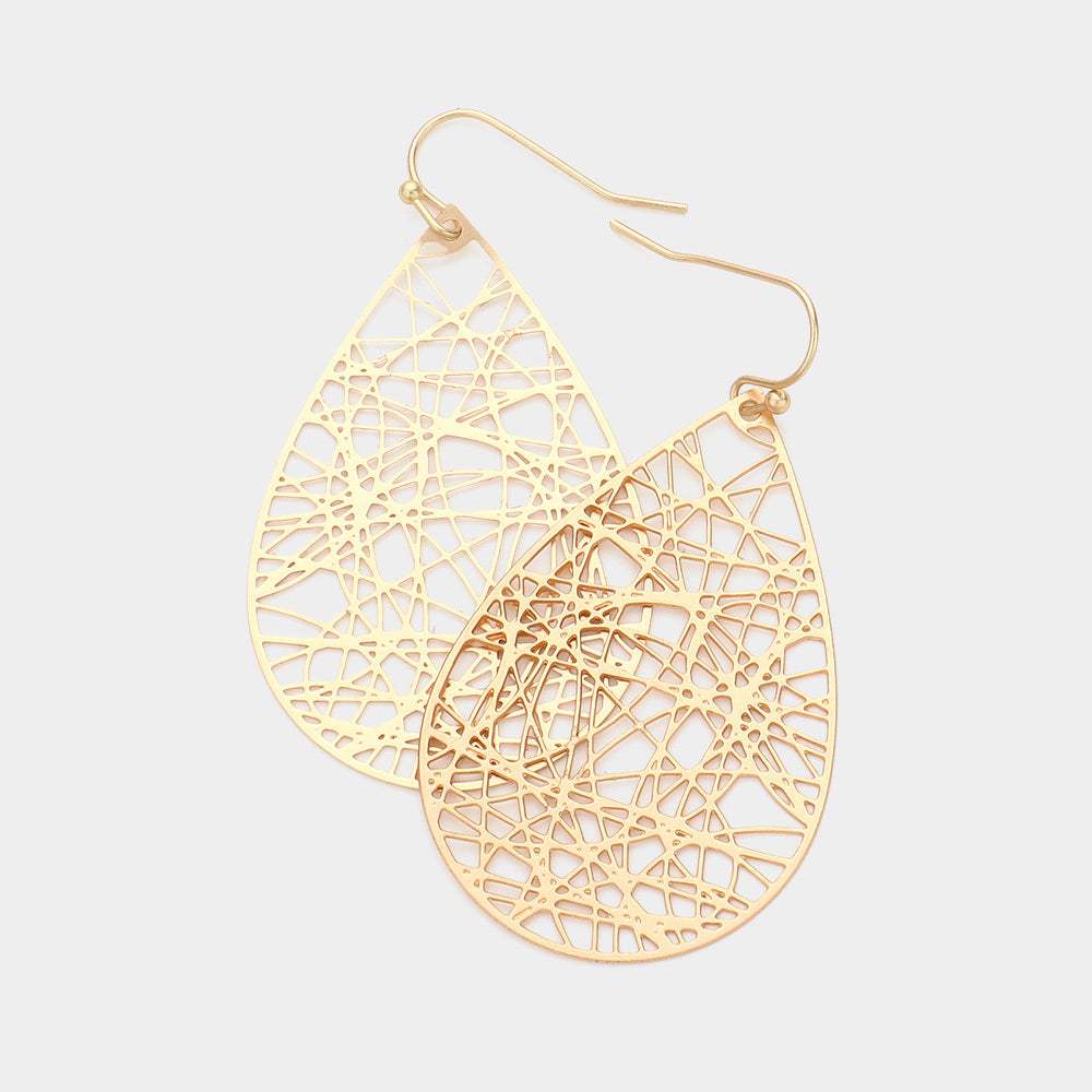 Brass Metal Teardrop Dangle Earrings - Madeline Love - Flyclothing LLC