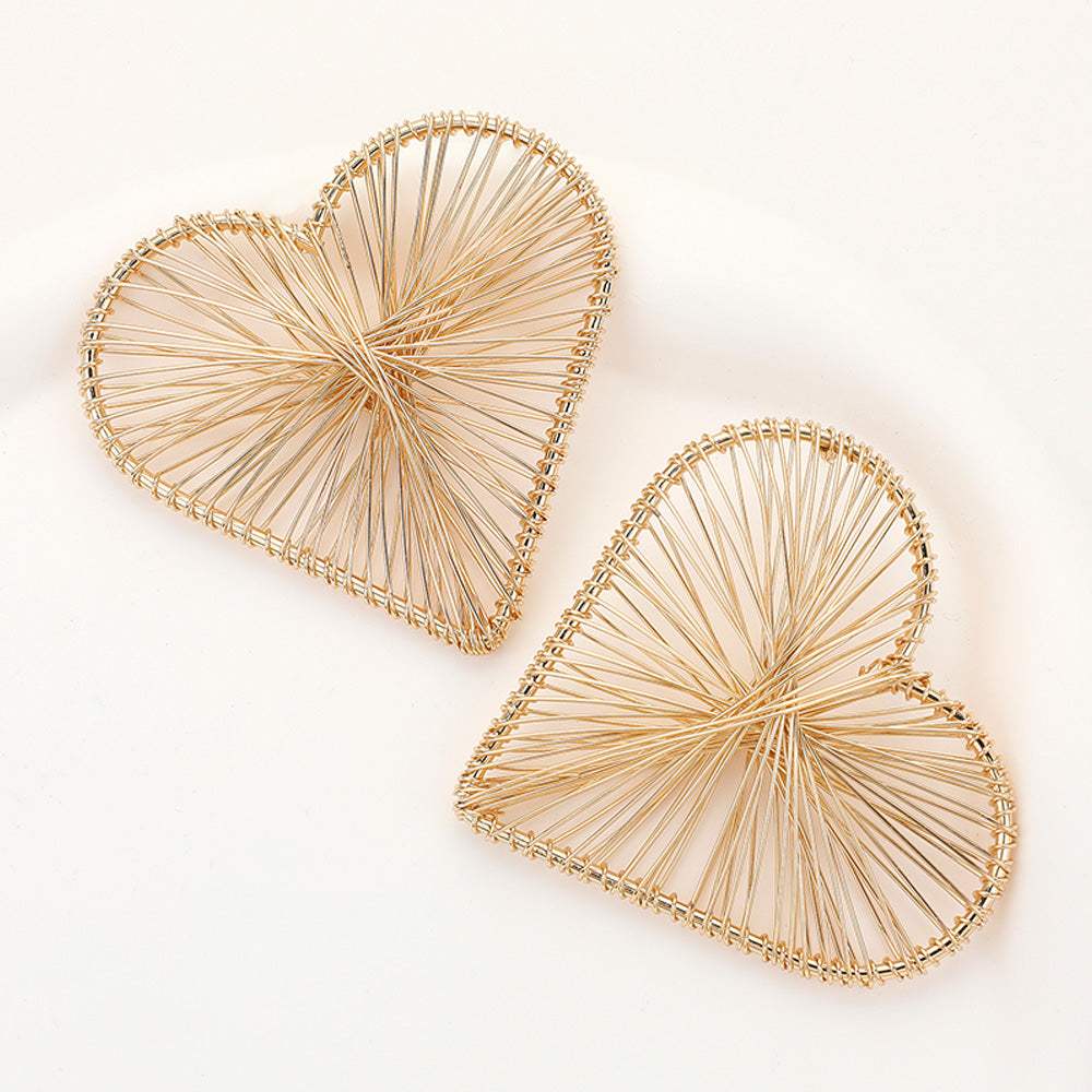 Oversized Metal Wired Heart Earrings - Madeline Love - Flyclothing LLC