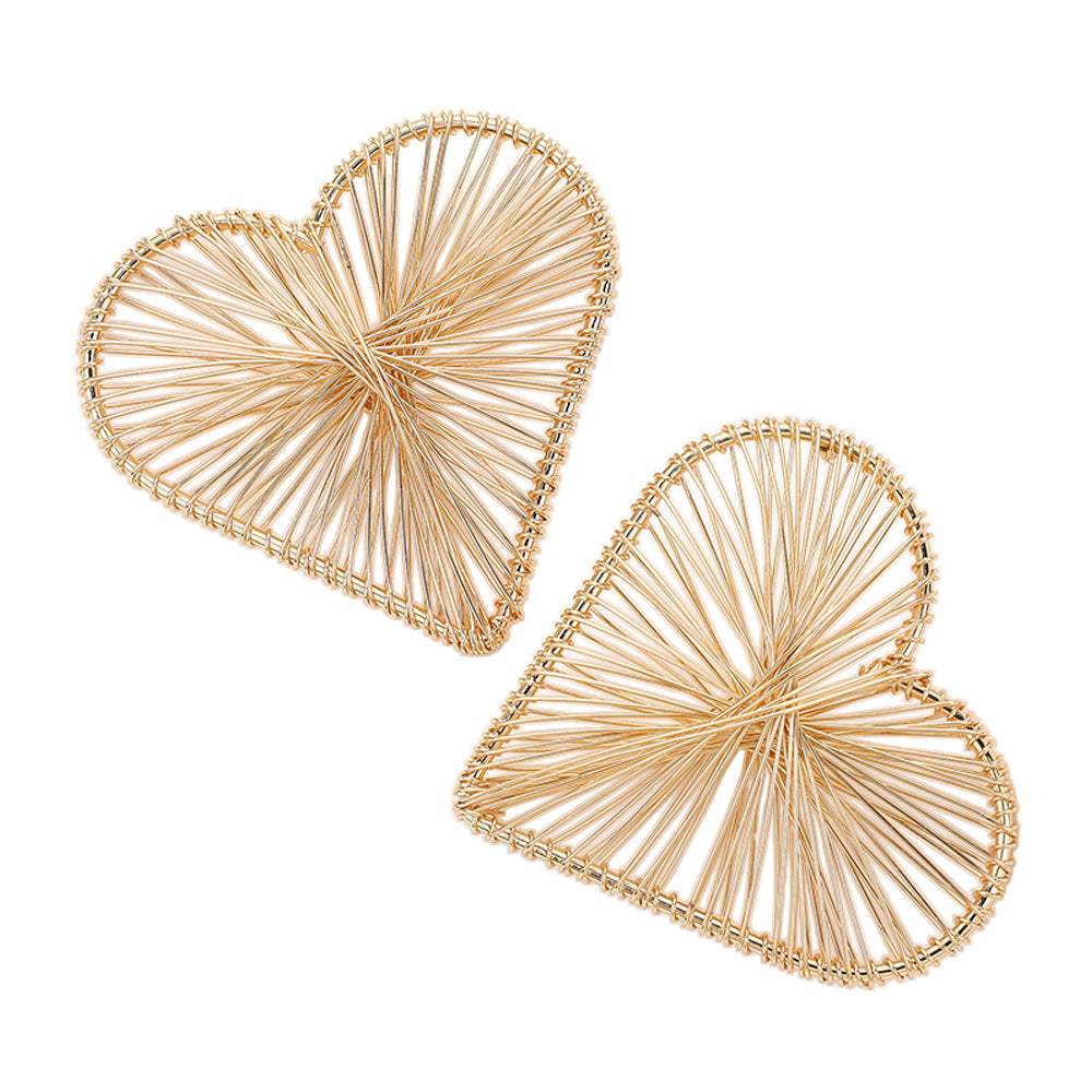 Oversized Metal Wired Heart Earrings - Madeline Love - Flyclothing LLC