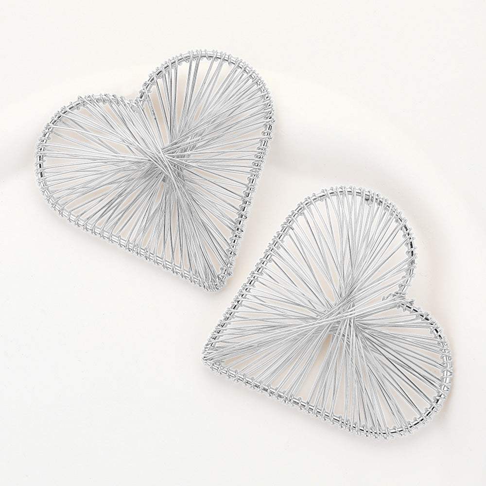 Oversized Metal Wired Heart Earrings - Madeline Love - Flyclothing LLC