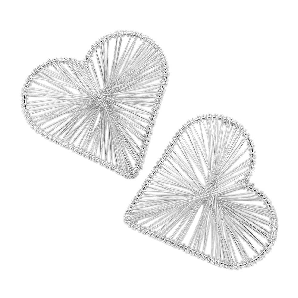 Oversized Metal Wired Heart Earrings - Madeline Love - Flyclothing LLC