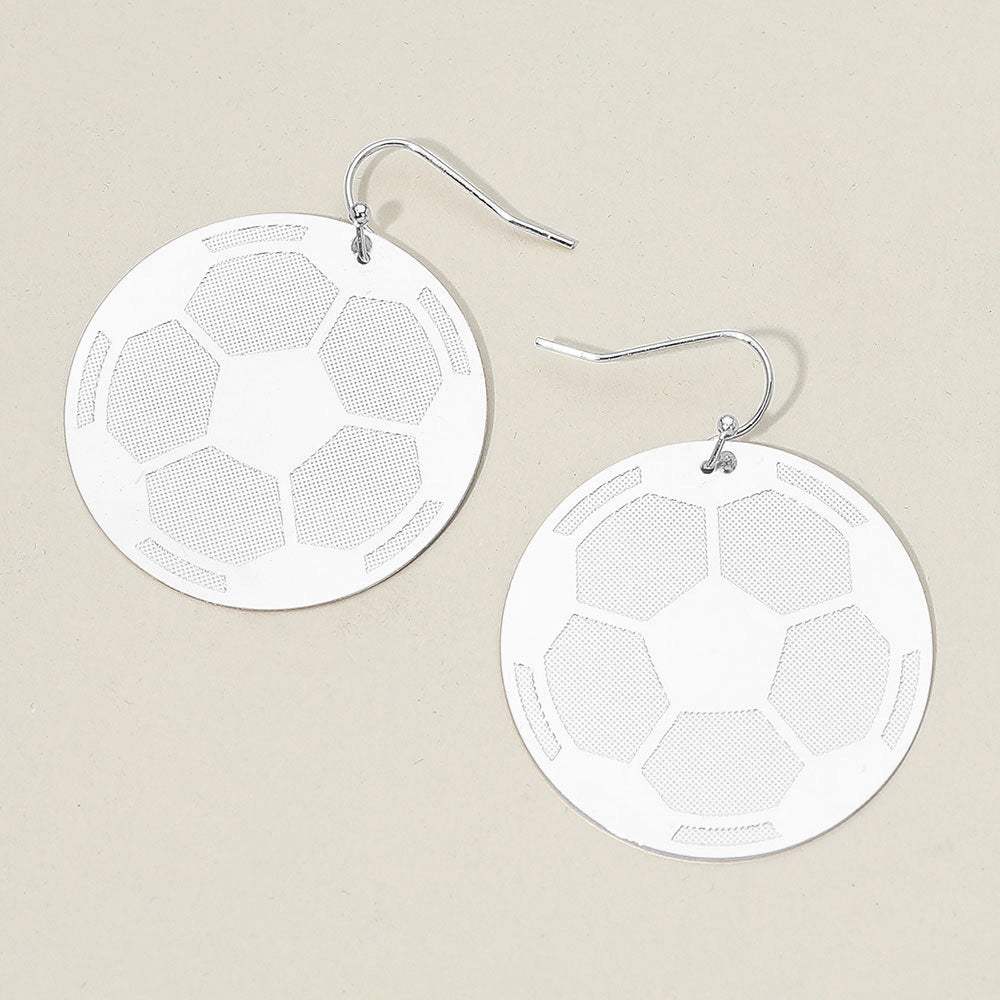 Metal Soccer Plate Dangle Earrings - Madeline Love - Flyclothing LLC