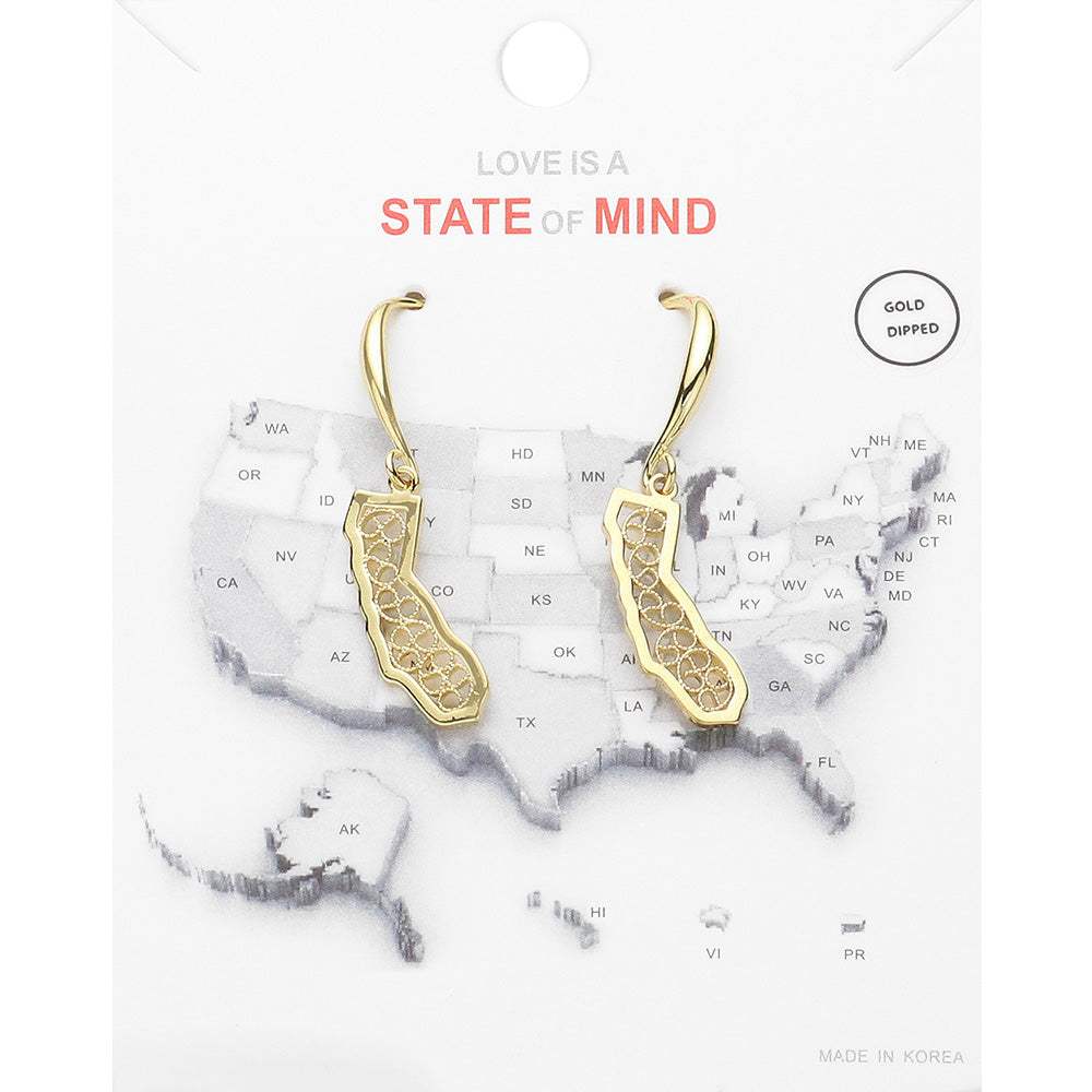 Gold Dipped California State Earrings - Madeline Love - Flyclothing LLC