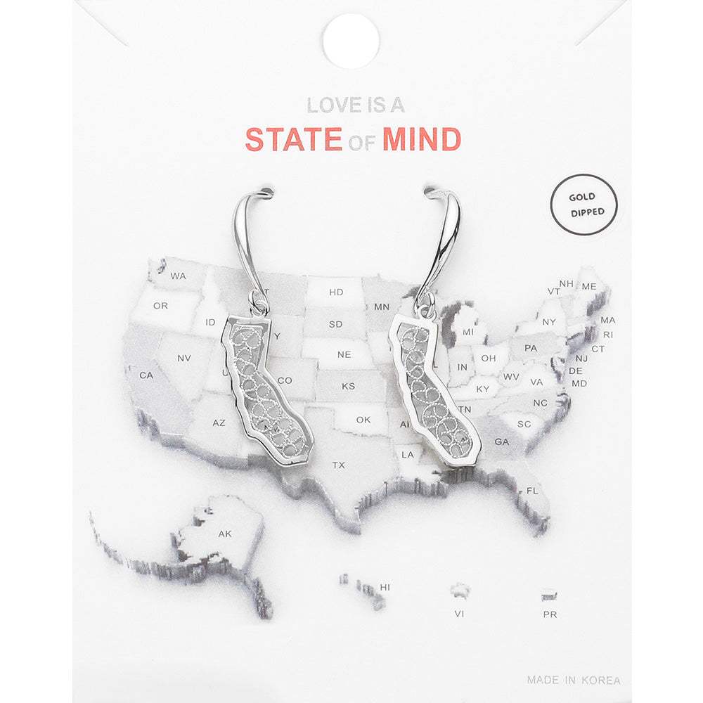 White Gold Dipped California State Earrings - Madeline Love - Flyclothing LLC
