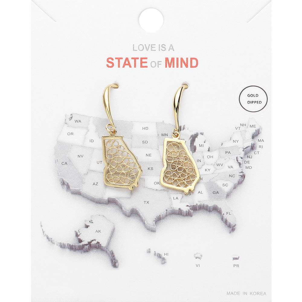 Gold Dipped Georgia State Earrings - Madeline Love - Flyclothing LLC