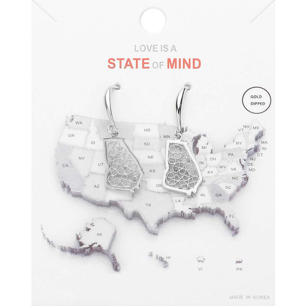 White Gold Dipped Georgia State Earrings - Madeline Love - Flyclothing LLC