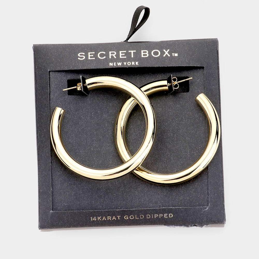 Secret Box 14k Gold Dipped Hoop Earrings - Madeline Love - Flyclothing LLC