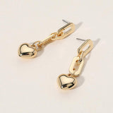 Metal Paperclip Link Dropdown Puffy Heart Dangle Earrings - Madeline Love - Flyclothing LLC