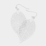 Matte Metal Leaf Filigree Dangle Earrings - Madeline Love - Flyclothing LLC