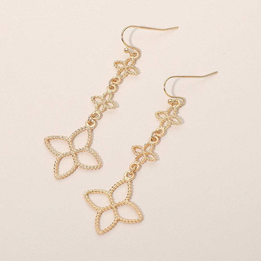 Textured Metal Floral Link Drop Earrings - Madeline Love - Flyclothing LLC