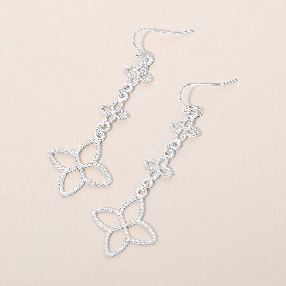 Textured Metal Floral Link Drop Earrings - Madeline Love - Flyclothing LLC