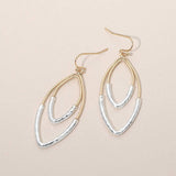 Layered Open Metal Marquise Drop Earrings - Madeline Love - Flyclothing LLC