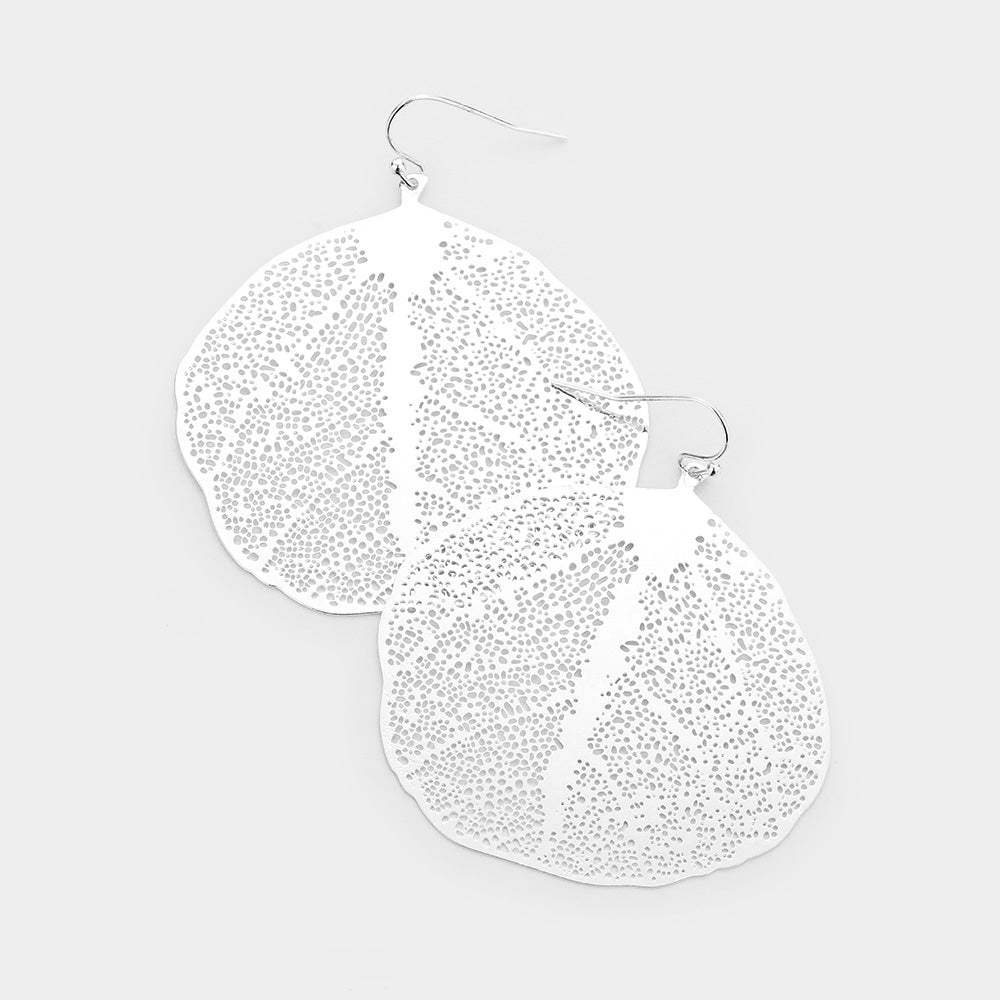 Brass Metal Leaf Earrings - Madeline Love - Flyclothing LLC
