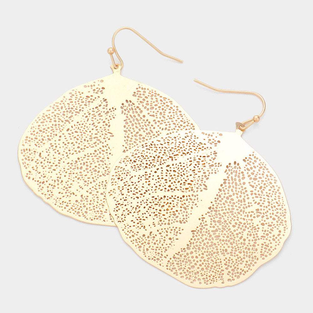Brass Metal Leaf Earrings - Madeline Love - Flyclothing LLC