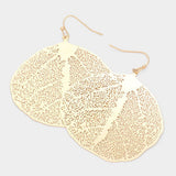 Brass Metal Leaf Earrings - Madeline Love - Flyclothing LLC