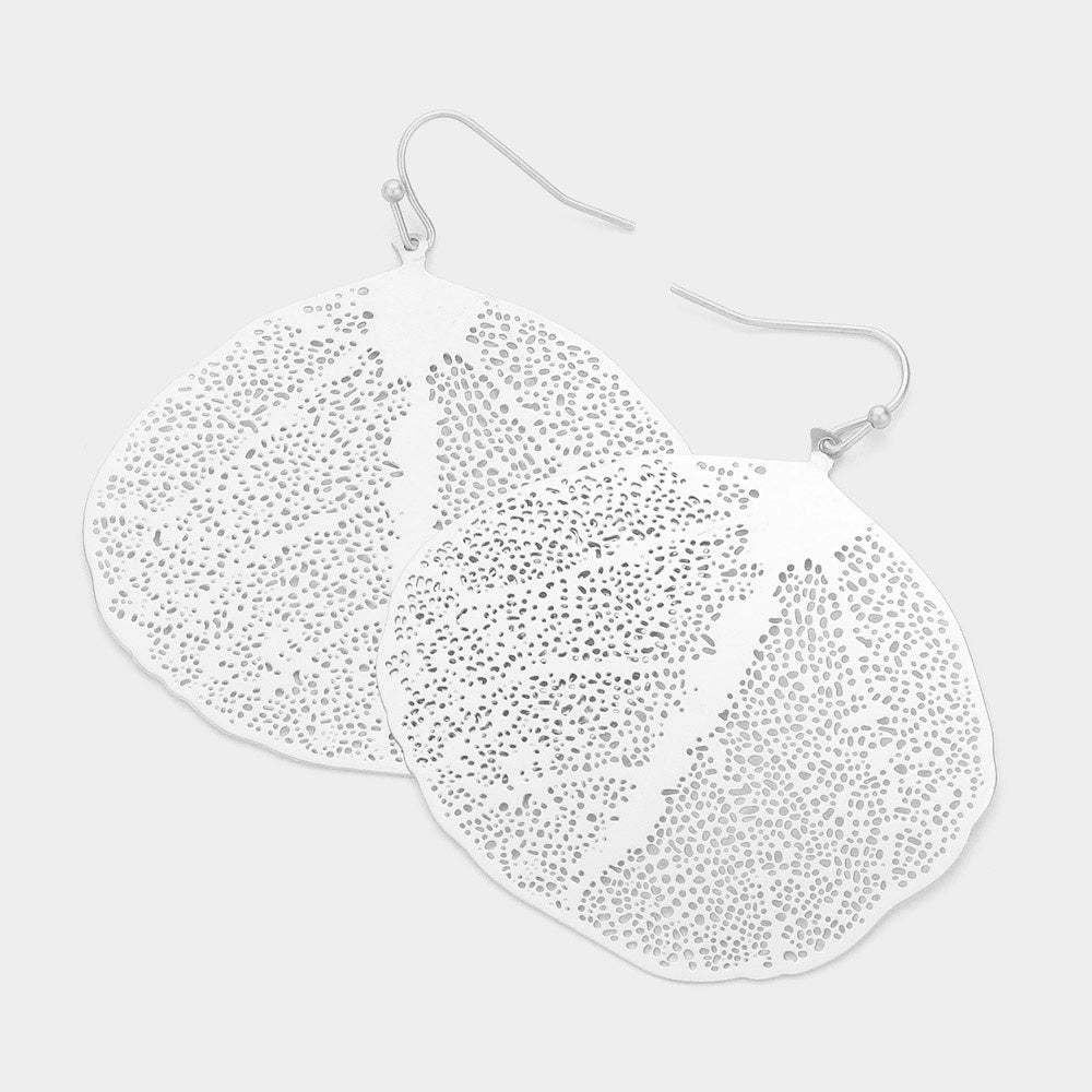 Brass Metal Leaf Earrings - Madeline Love - Flyclothing LLC