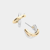 Metal Crisscross Hoop Earrings - Madeline Love - Flyclothing LLC