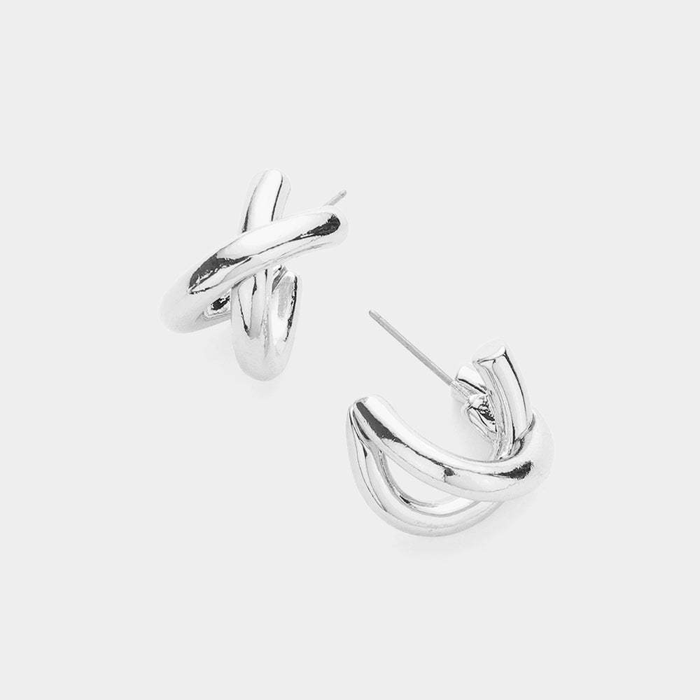 Metal Crisscross Hoop Earrings - Madeline Love - Flyclothing LLC