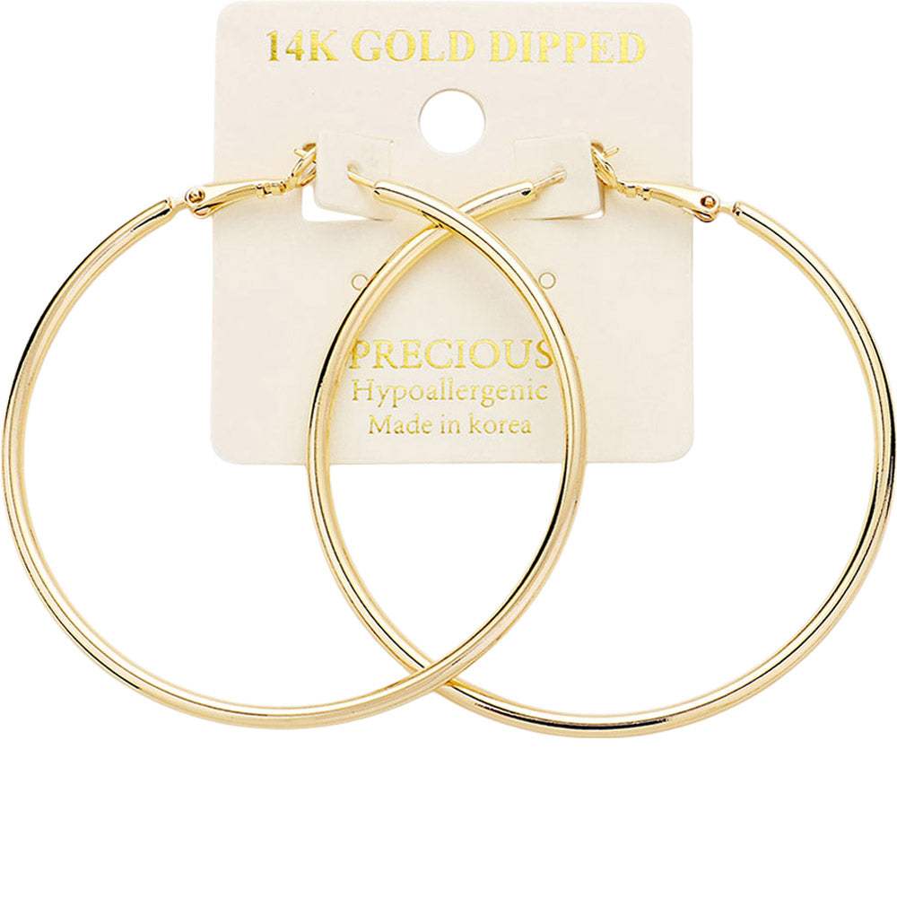 14K Gold Dipped 2.25 Inch Hypoallergenic Hoop Earrings - Madeline Love - Flyclothing LLC