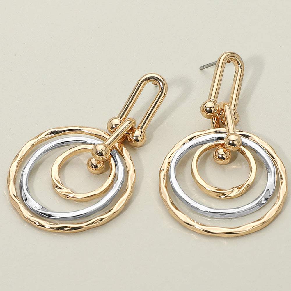 Hammered Metal Layered Spiral Hoop Drop Earrings - Madeline Love - Flyclothing LLC