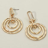 Hammered Metal Layered Spiral Hoop Drop Earrings - Madeline Love - Flyclothing LLC