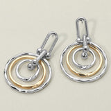 Hammered Metal Layered Spiral Hoop Drop Earrings - Madeline Love - Flyclothing LLC