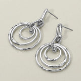 Hammered Metal Layered Spiral Hoop Drop Earrings - Madeline Love - Flyclothing LLC