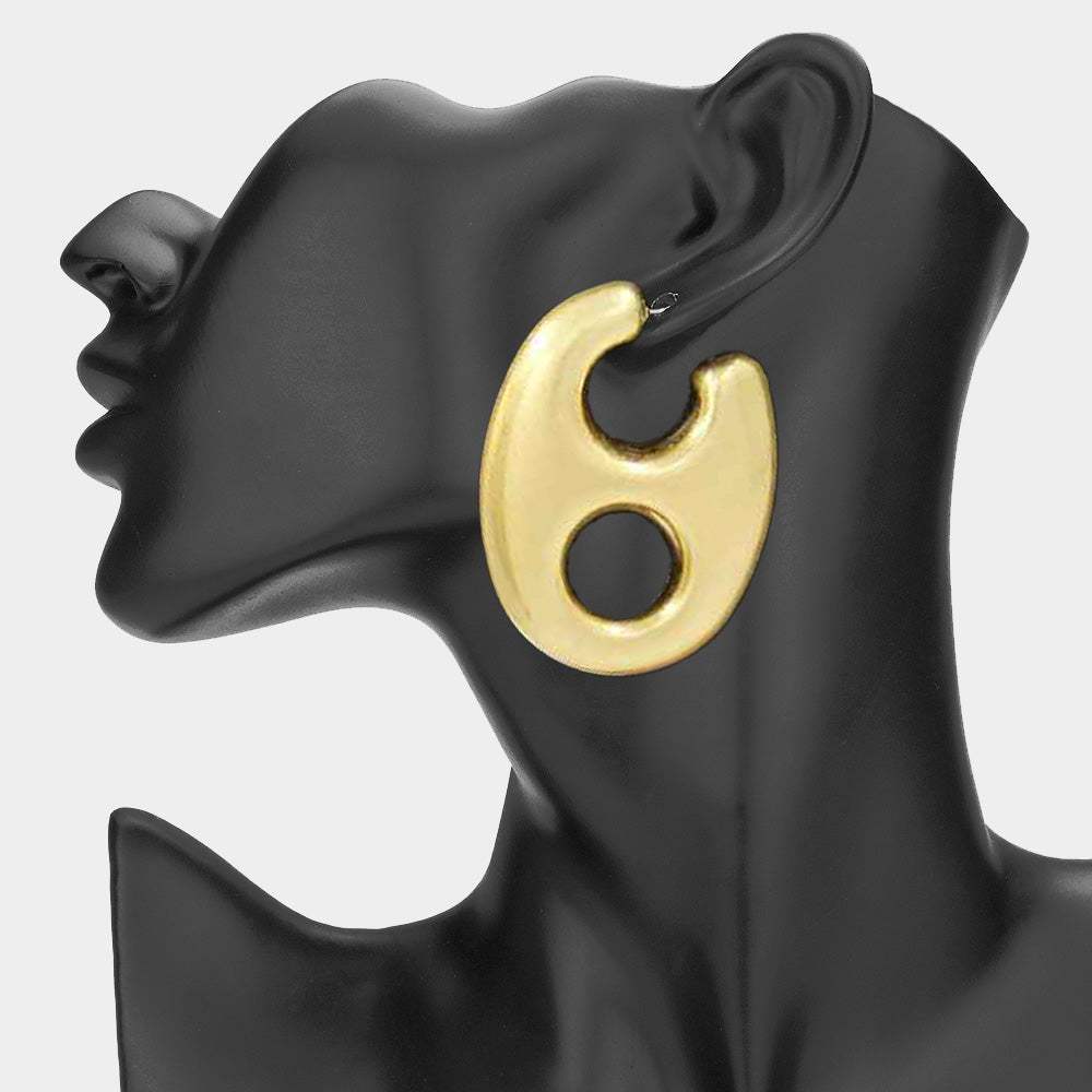 Chunky Brushed Metal Mariner Link Earrings - Madeline Love - Flyclothing LLC