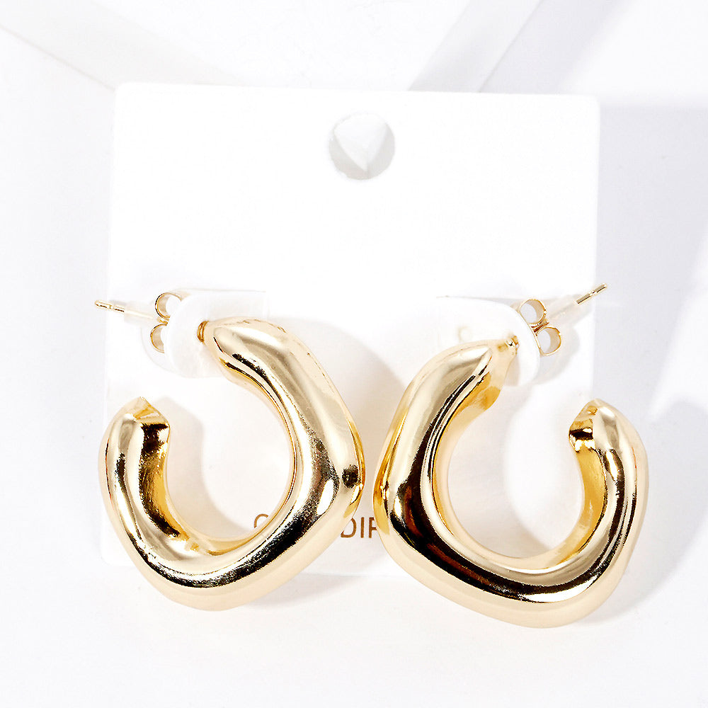 Gold Dipped Metal Square Hoop Earrings - Madeline Love - Flyclothing LLC