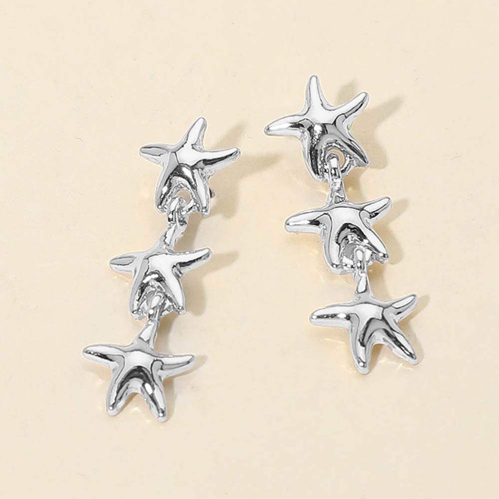 Triple Metal Starfish Link Drop Earrings - Madeline Love - Flyclothing LLC