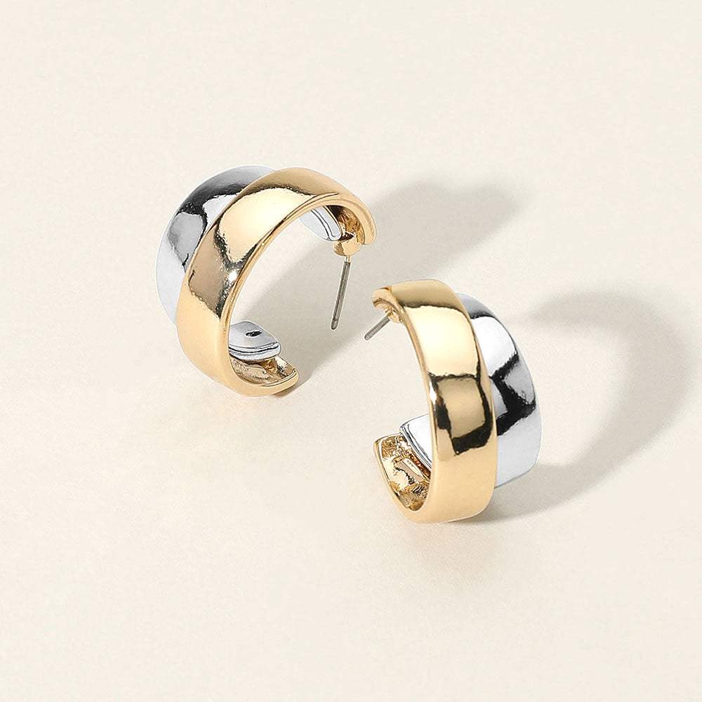 Two Tone Metal Hoop Earrings - Madeline Love - Flyclothing LLC