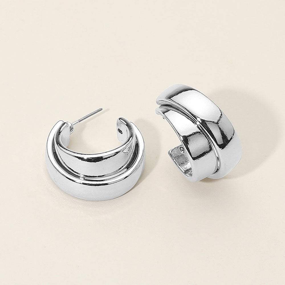 Two Tone Metal Hoop Earrings - Madeline Love - Flyclothing LLC