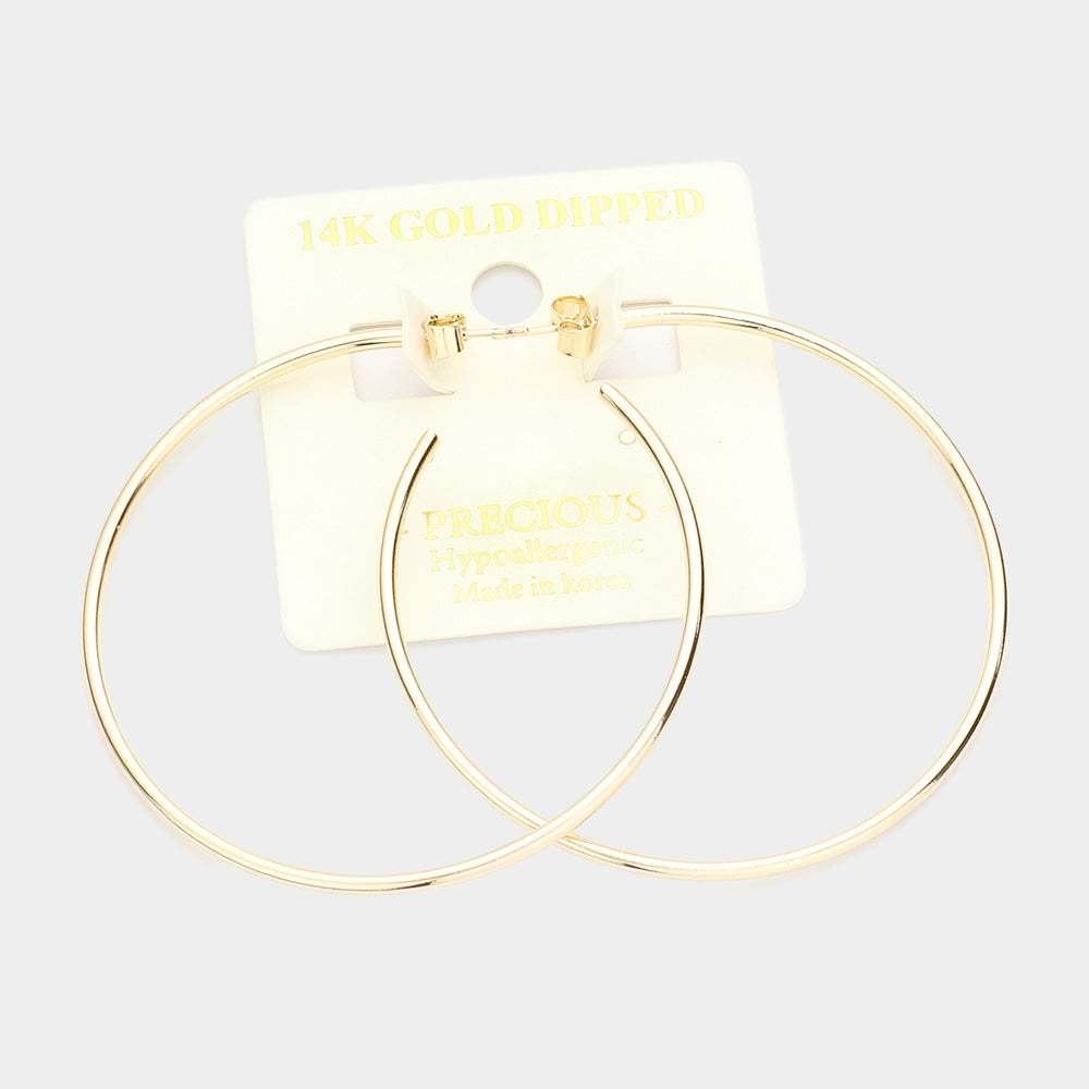 14K Gold Dipped 2.25 Inch Metal Half Hoop Earrings - Madeline Love - Flyclothing LLC