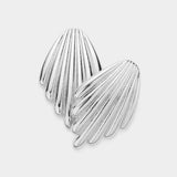 Textured Metal Shell Earrings - Madeline Love - Flyclothing LLC