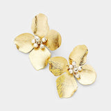Metal Beaded Flower Earrings - Madeline Love - Flyclothing LLC