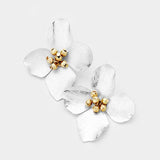 Metal Beaded Flower Earrings - Madeline Love - Flyclothing LLC