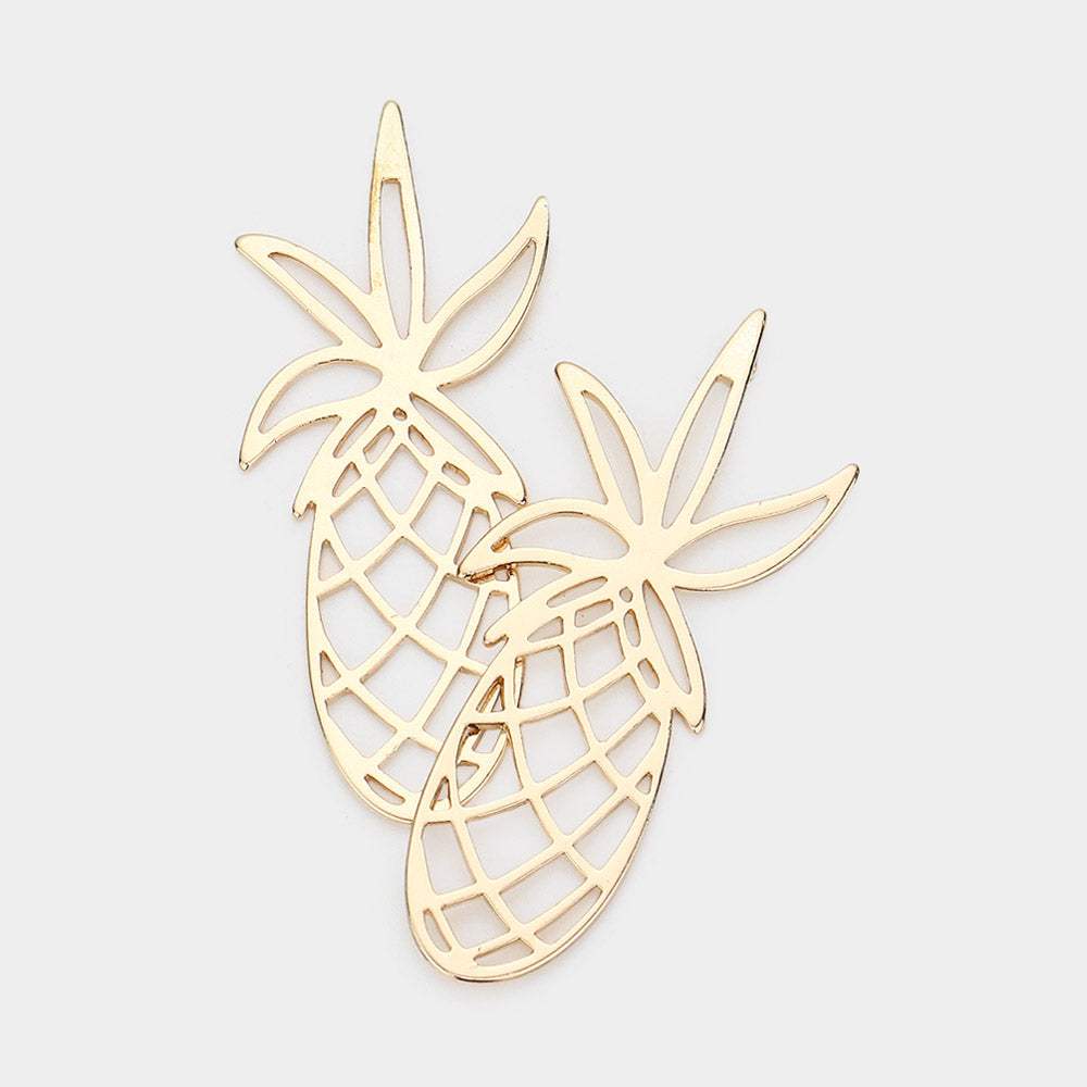 Pineapple Cutout Metal Earrings - Madeline Love - Flyclothing LLC