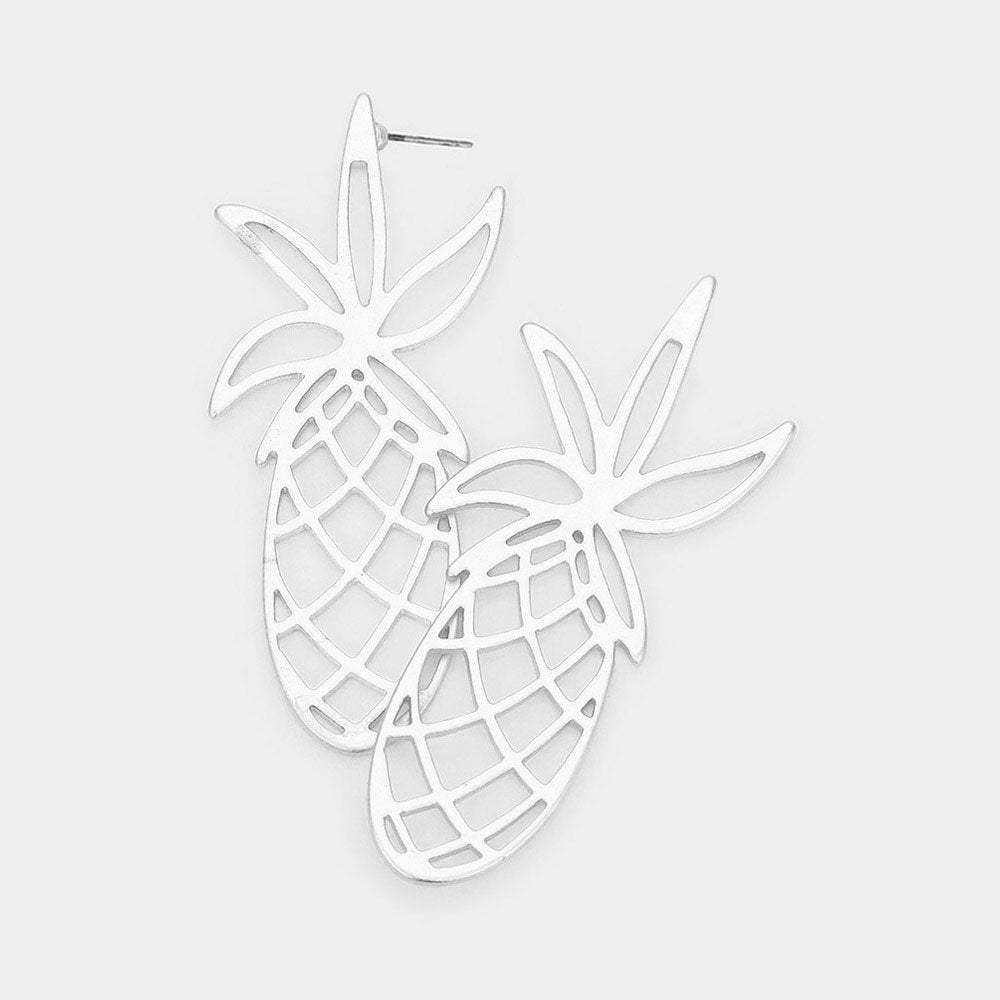 Pineapple Cutout Metal Earrings - Madeline Love - Flyclothing LLC