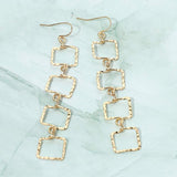 Textured Metal Geometric Open Square Link Drop Earrings - Madeline Love - Flyclothing LLC