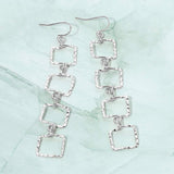 Textured Metal Geometric Open Square Link Drop Earrings - Madeline Love - Flyclothing LLC