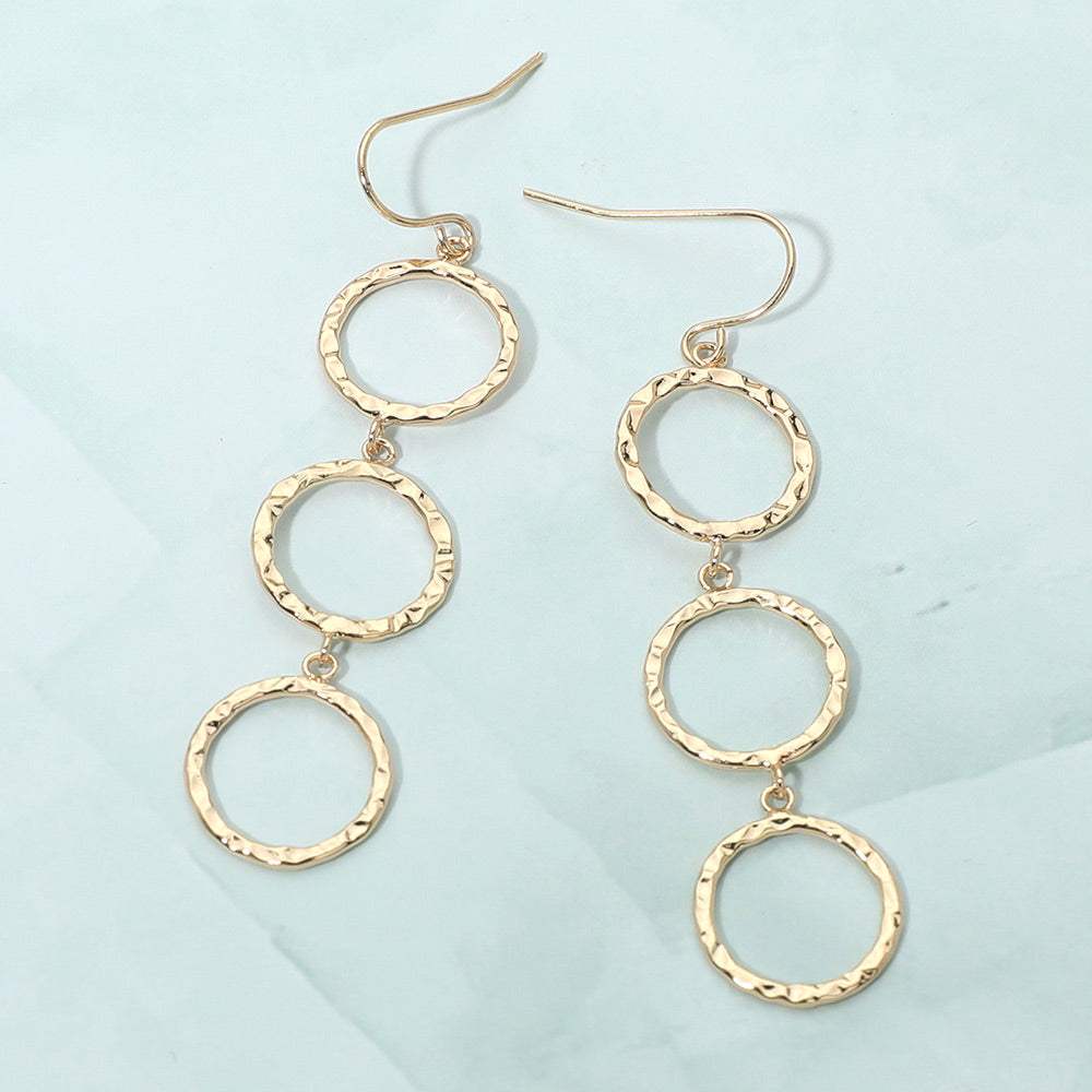 Textured Metal Open Circle Link Drop Earrings - Madeline Love - Flyclothing LLC